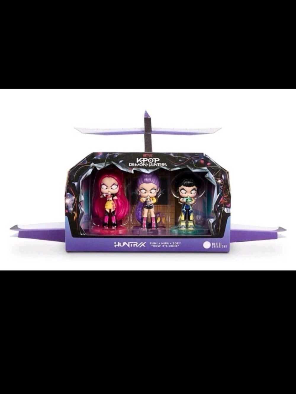 Mattel K-Pop Demon Hunters Trio Figures - Purple, Pink, Black